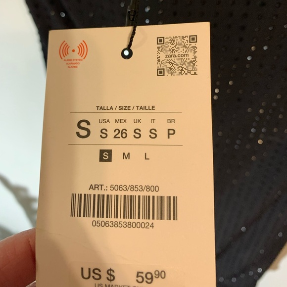 ZARA NWT SPARKLY STRAPLESS DRESS SIZE S BLACK | 5063/853 romantic party elegant - Picture 11 of 12